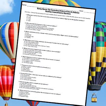 Hot Air Balloon Reading Comprehension By Lesson Plans With Purpose