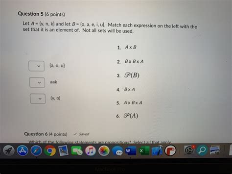 Solved Question 5 6 Points Let A {y N K} And Let B