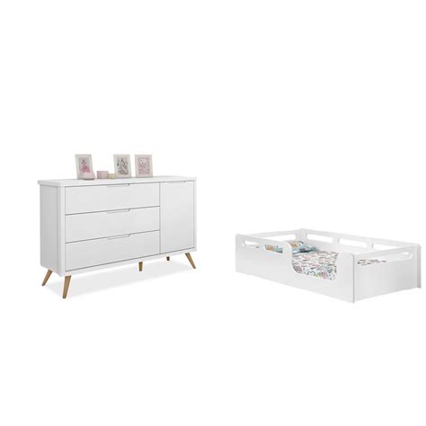 Quarto Comoda Old 3 Gavetas 1 Porta Com Cama Juvenil Montissori Potente