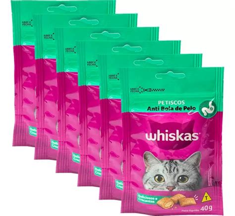 Kit 6 Whiskas Temptations Anti Bola De Pelo Gatos 40g MercadoLivre