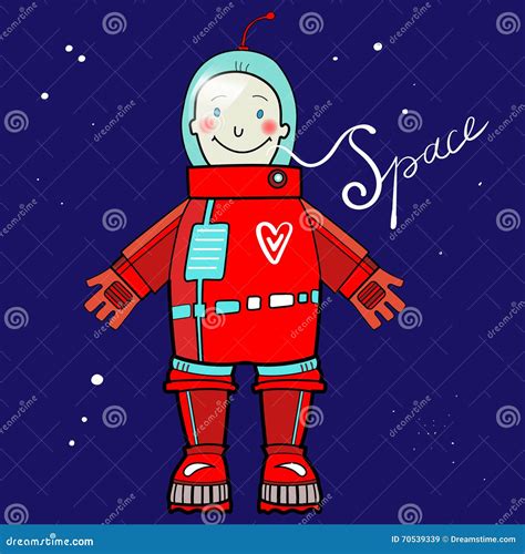 Tecknad Filmastronaut I Yttre Rymd Stock Illustrationer Illustration