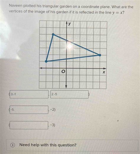 Naveen Plotted His Triangular Garden On A Coordinate Plane What Are