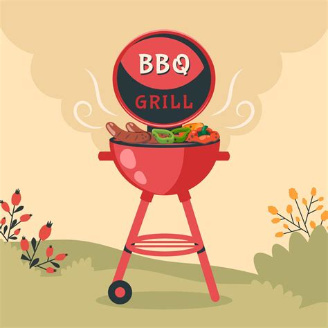 Bbq Party Barbecue Background With Brazier Grill Steaks Meat Food