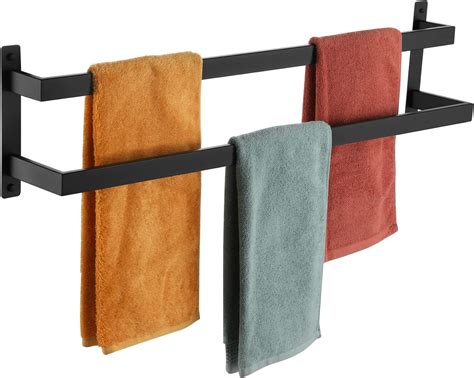 KOKOSIRI Towel Bars Black Bath Towel Holders 32 Inches Bathroom 2 Tiers