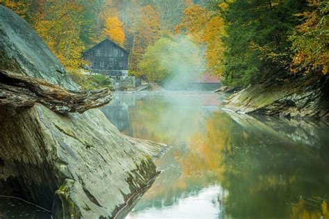 Crisp Autumn Morning At Theold Mill Photograph By David Jugan