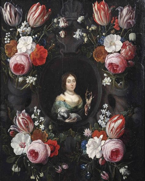 Jan Van Kessel I Antwerp 1626 1679 A Stone Cartouche Surrounded By