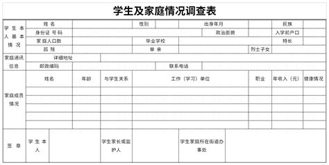 高等学校学生及家庭情况调查表模板官方电脑版华军纯净下载