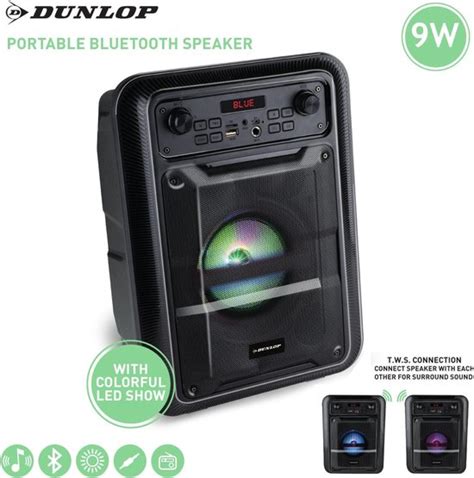 Dunlop Bluetooth Speaker W Met Fm Radio En Aux Mic Ingang Ingang