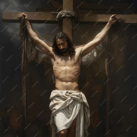 Crucifixion of Jesus Christ at the cross | Premium AI-generated image