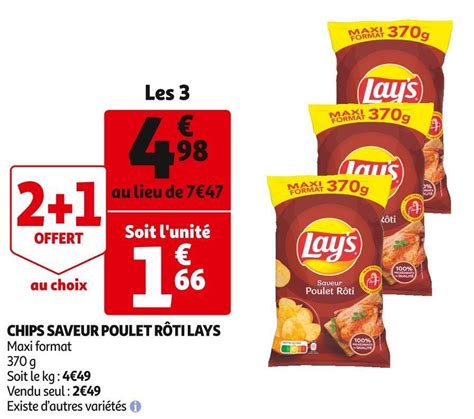 Promo Lays chips saveur poulet rôti chez Auchan