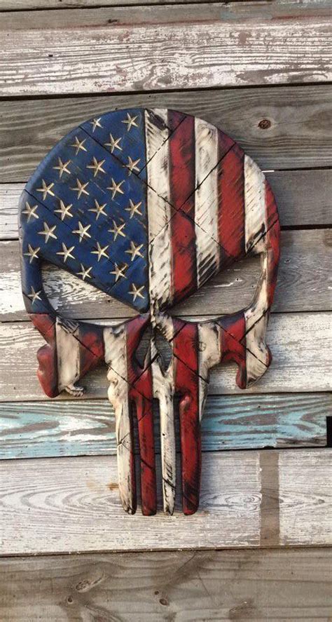 Rustic Handmade Wood American Flag Thin Line Wood American Flag Custom