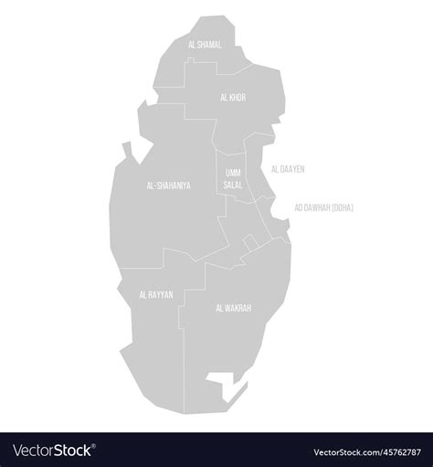 Qatar Political Map Of Administrative Divisions Vector Image