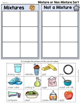 Mixture Sort Worksheet By Learners Of The World Tpt