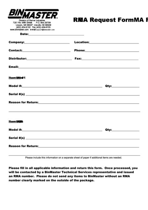 Printable Rma Form Printable Form