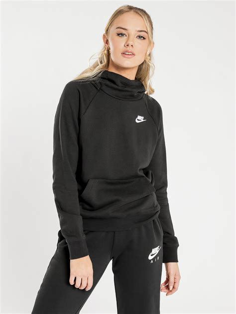 Nike Sportswear Essential Funnel Neck Hoodie In Black Glue Store