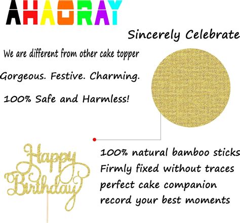 Buy Ahaoray Happy Birthday Cake Topper Gold Glitter Happy Birthday