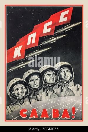 Yuri Gagarin Vintage Urss Russian Space Race Propaganda Poster