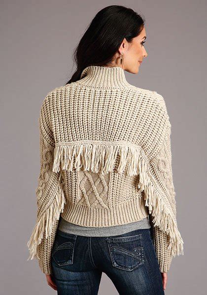 Fringe Cable Knit Sweater Cardigan From Stetson