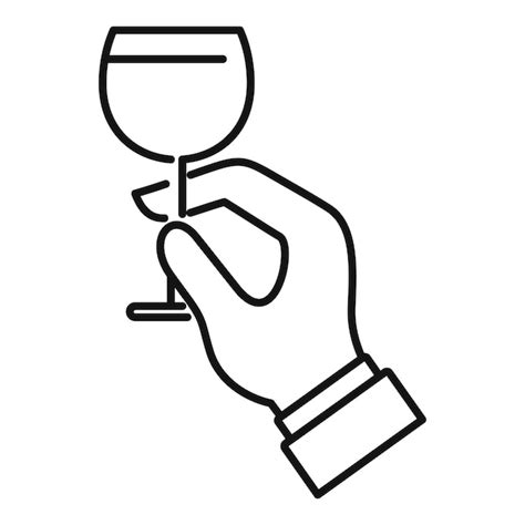 Sommelier Glashand Symbol Umriss Des Sommelier Glashand Vektorsymbols
