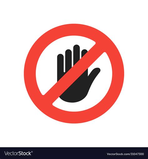 Hand With Stop Sign Isolated Element Warning Vector Image