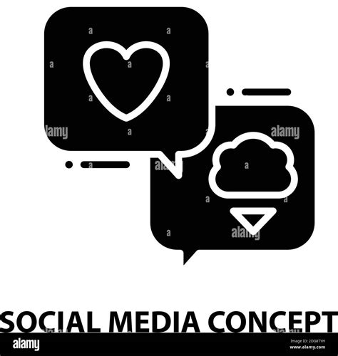 Social Media Concept Icon Black Vector Sign With Editable Strokes Concept Illustration Stock