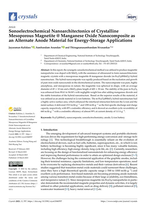 Pdf Sonoelectrochemical Nanoarchitectonics Of Crystalline Mesoporous