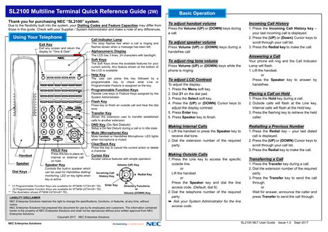 Sl2100 Multiline Terminal Quick Reference Guide 2w Manualzz