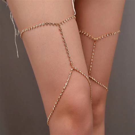 Fashion Beach Rhinestone Leg Chain Women Sexy Crystal Rock Chain Club Night Body Jewelry Harness