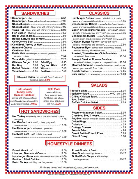 Phillips Diner Fasprint Menus