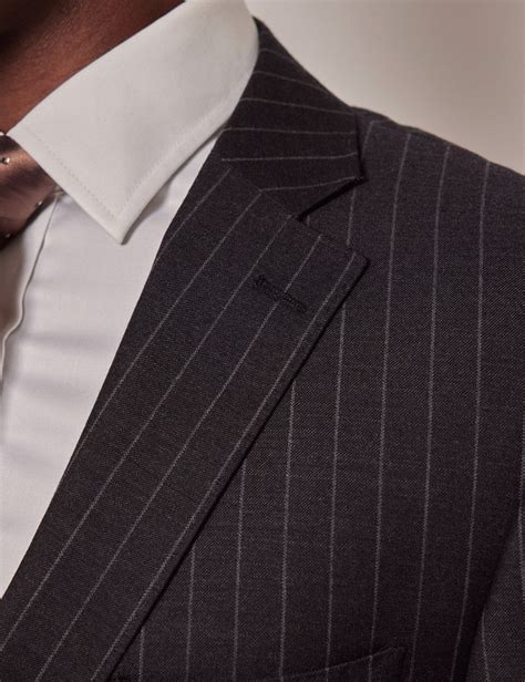 Mens Charcoal Chalk Stripe Classic Suit Hawes And Curtis