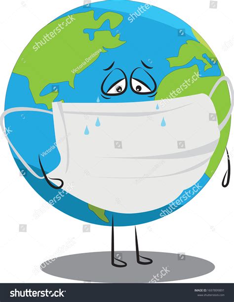 Infected Planets Sad Sick Earth Virus Stock Vector Royalty Free