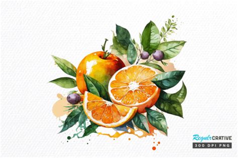 7 Watercolor Oranges Clipart Png Design Designs And Graphics