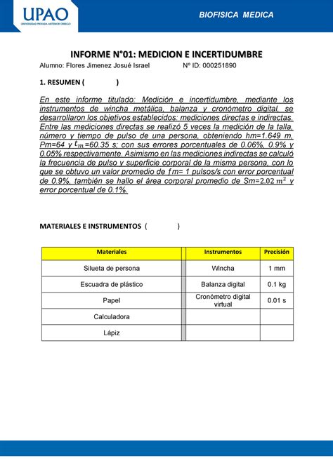 Informe N Biof Sica M Dica Pr Ctica Mediciones E Incertidumbre