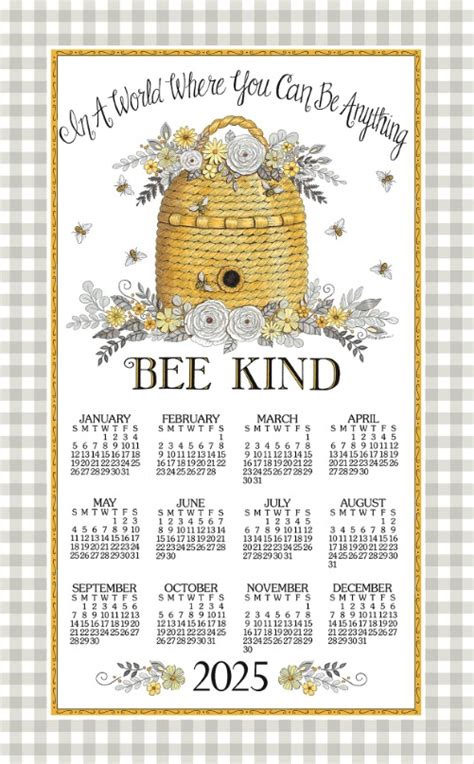 Calendar Towel Bee Kind