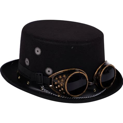 Steampunk Zylinder Kw Cm Schwarz Mit Brille F R Erwachsene