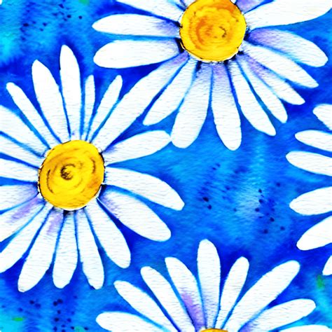 White Daisy On Blue Background Creative Fabrica