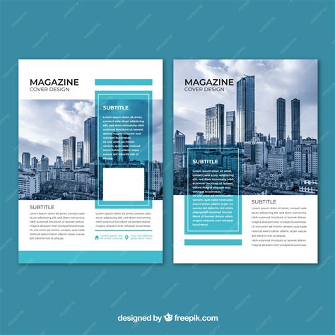 Premium Vector | Business magazine cover with image