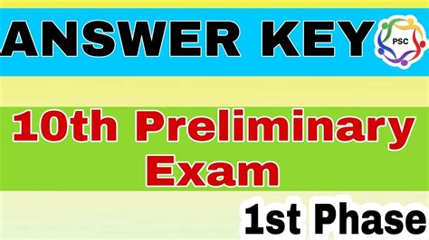 10th Preliminary Exam Answer Key First Phase 10th Prelims Kerala Psc