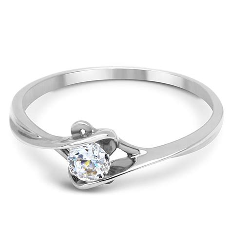 14k Solid White Gold Cz Cubic Zirconia Solitaire Engagement Promise Ring Ebay