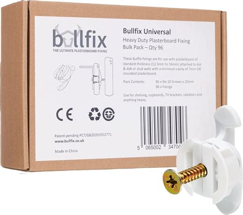 Bullfix Universal 96 Pack Heavy Duty Plasterboard Fixings Drywall