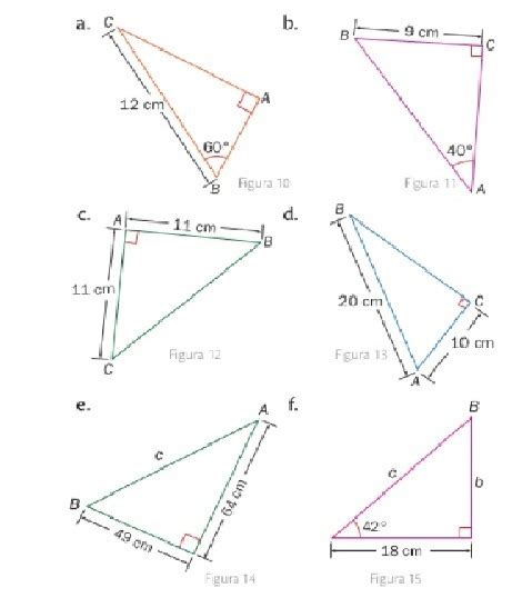 Calcula La Medida De Los Lados Y Los ángulos Que Faltan En Los