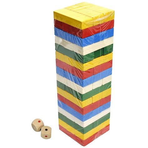 51 Pcs Colour Wooden Blocks Tumbling Jenga Building Tower Stacking