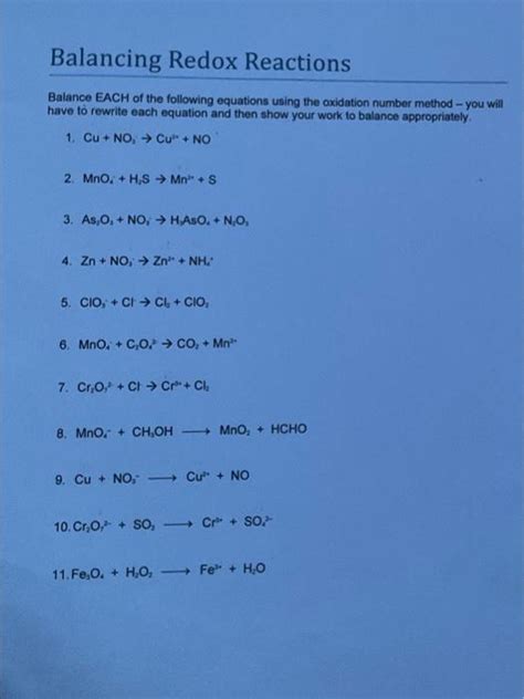 Solved Balance Each Of The Following Equations Using The