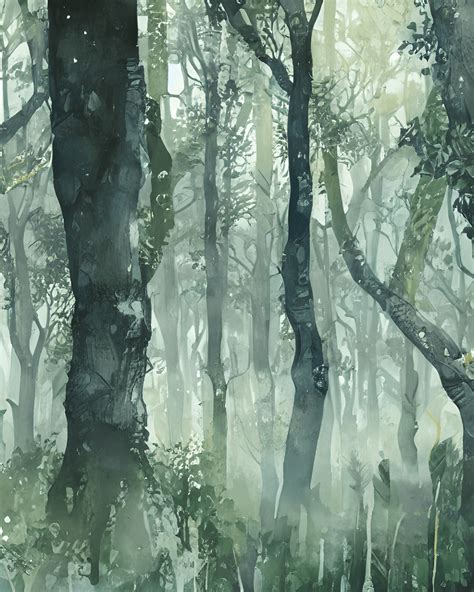 Forest Watercolor Painting Creative Fabrica