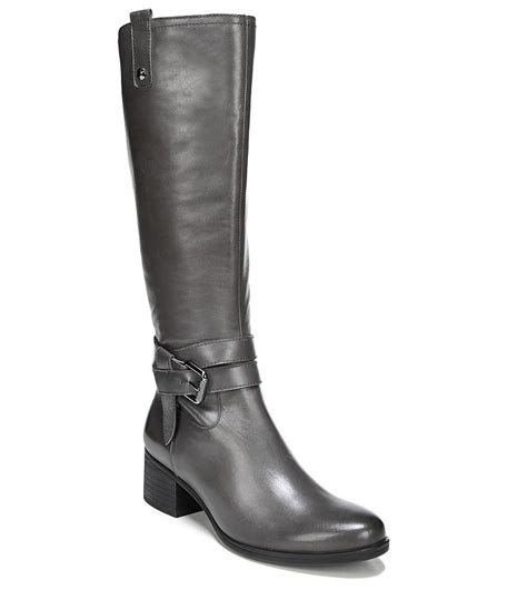 Naturalizer Dev Buckle Detail Block Heel Tall Boots Dillards