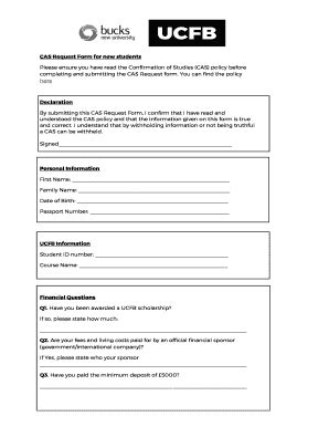 Fillable Online CAS Request Form For New Students Fax Email Print