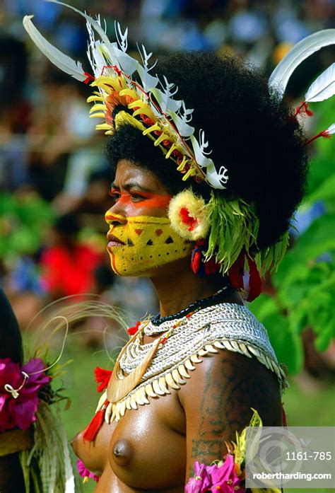 Bare Breasted Native Woman Wearing A Stock Photo