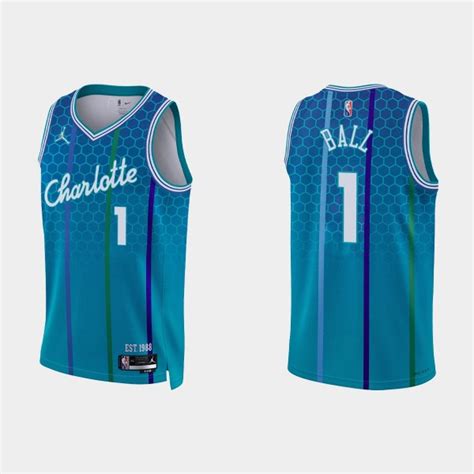 Charlotte Hornets 1 Lamelo Ball 2022 23 City Edition Bleu Maillot