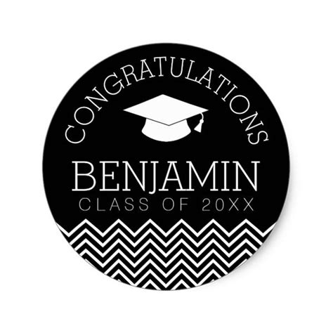 A Black And White Graduation Sticker With The Words Congratulations Benamn Class Of 20