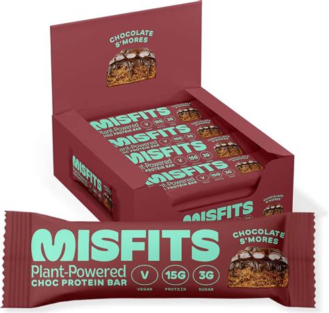 Misfits Vegan Protein Bar High Protein Low Sugar Gluten Free Plant Based Protein Bar 12